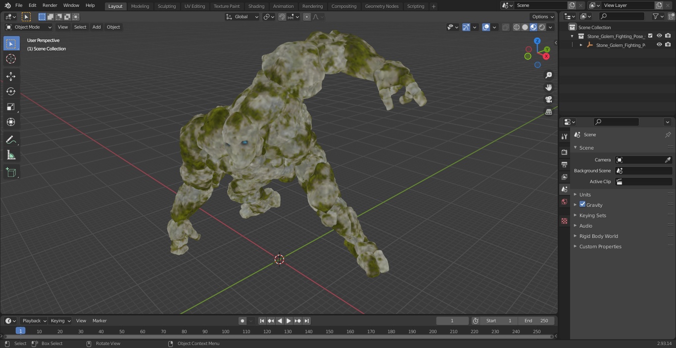 3D model Stone Golem Fighting Pose