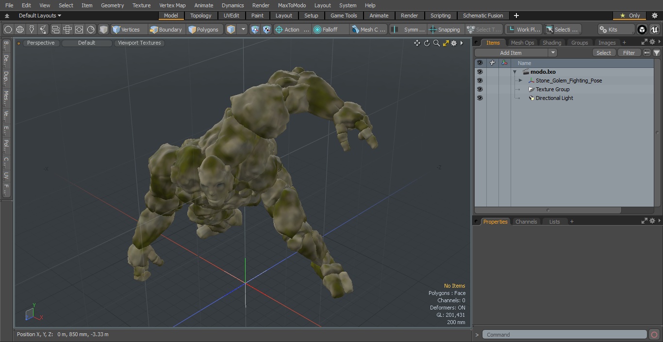 3D model Stone Golem Fighting Pose