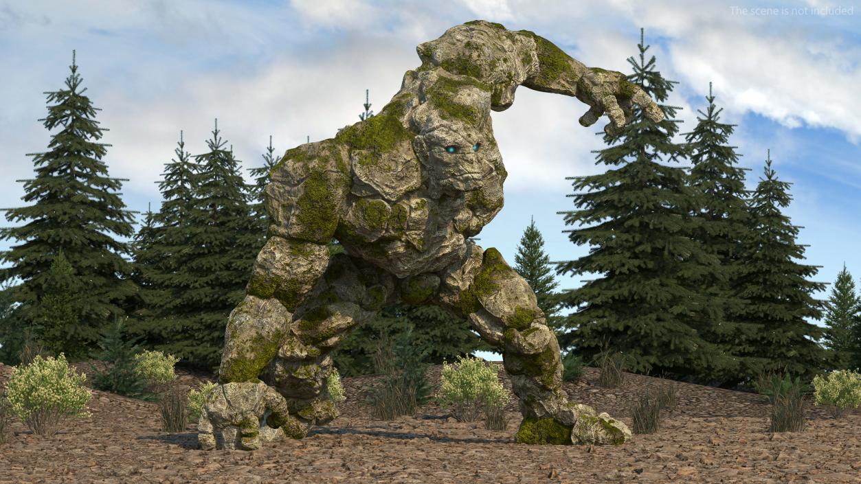 3D model Stone Golem Fighting Pose