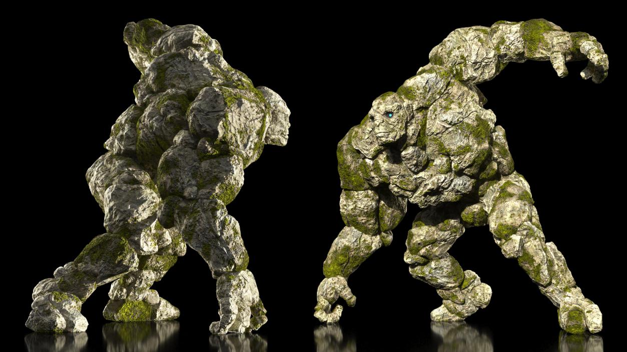 3D model Stone Golem Fighting Pose