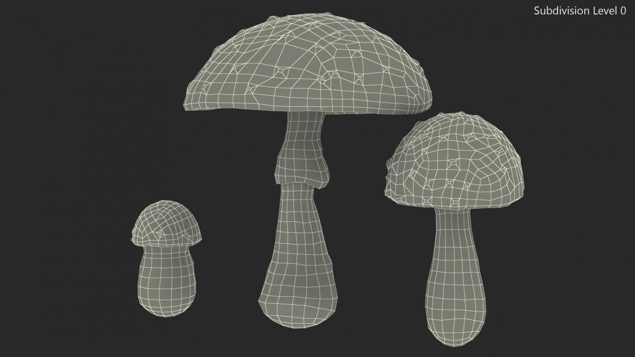 3D Amanita Mushrooms Set