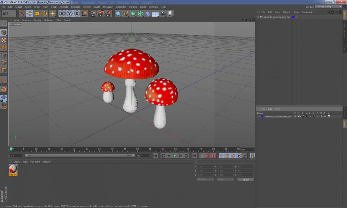 3D Amanita Mushrooms Set