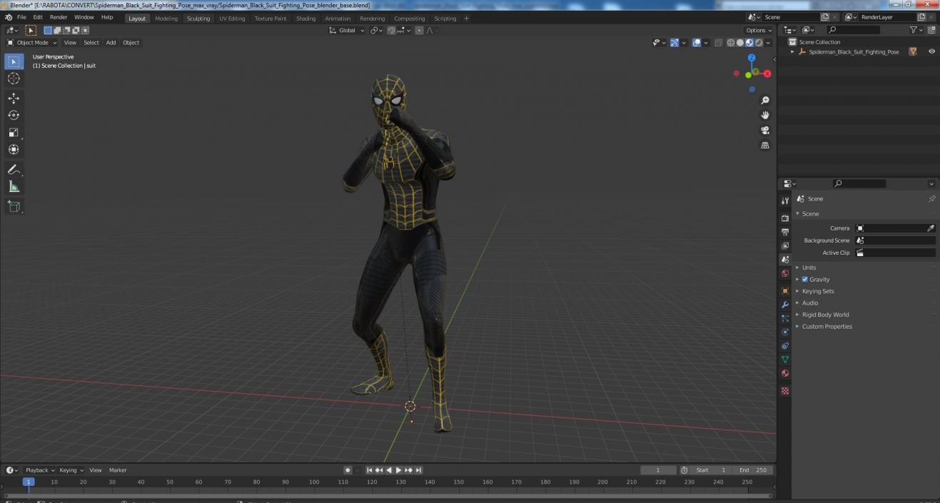 Spiderman Black Suit Fighting Pose 3D model