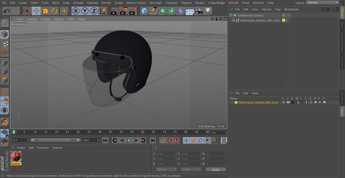 3D Motorcycle Helmet with Visor model