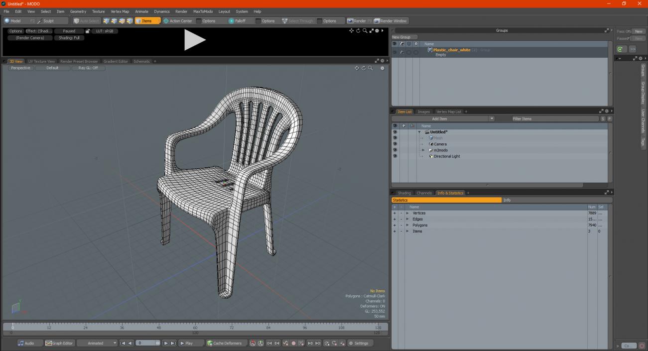 Plastic Chair White 3D model