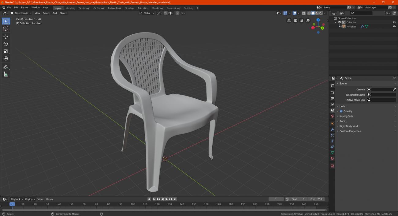 Plastic Chair White 3D model