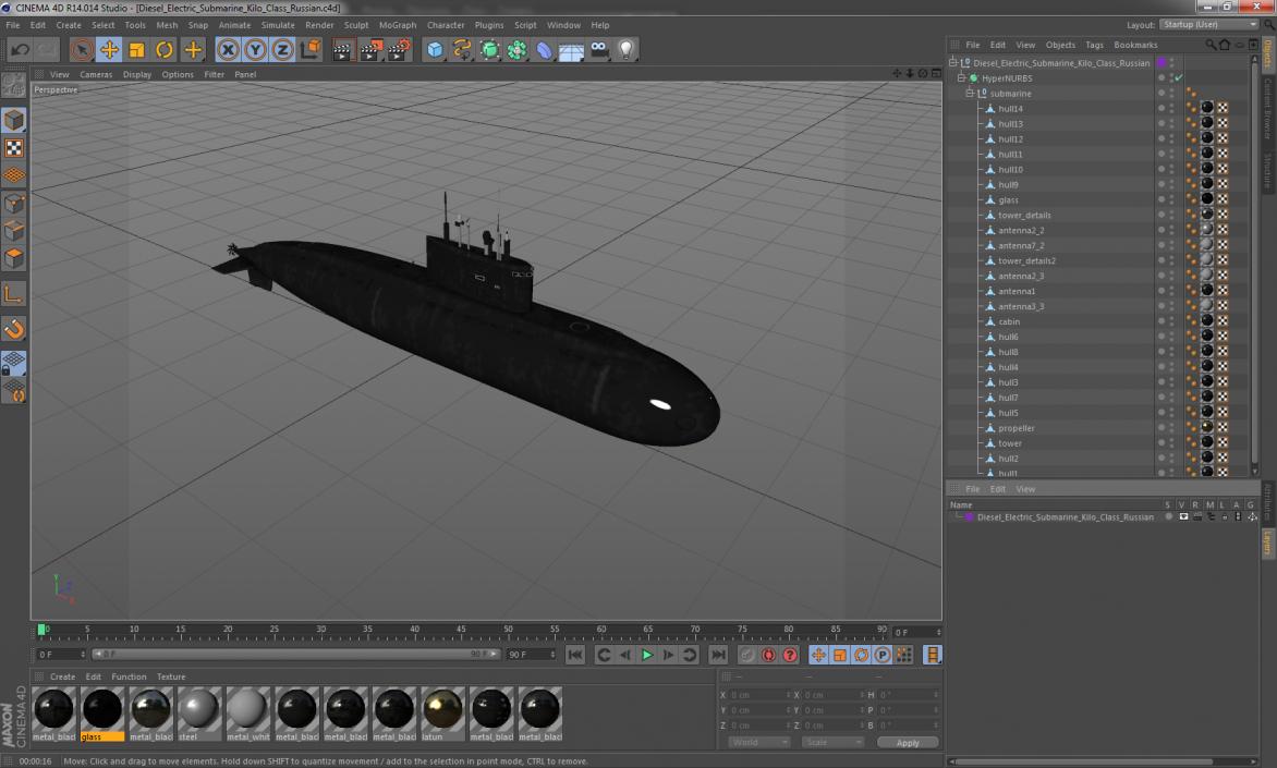 Diesel Electric Submarine Kilo Class Russian 3D model