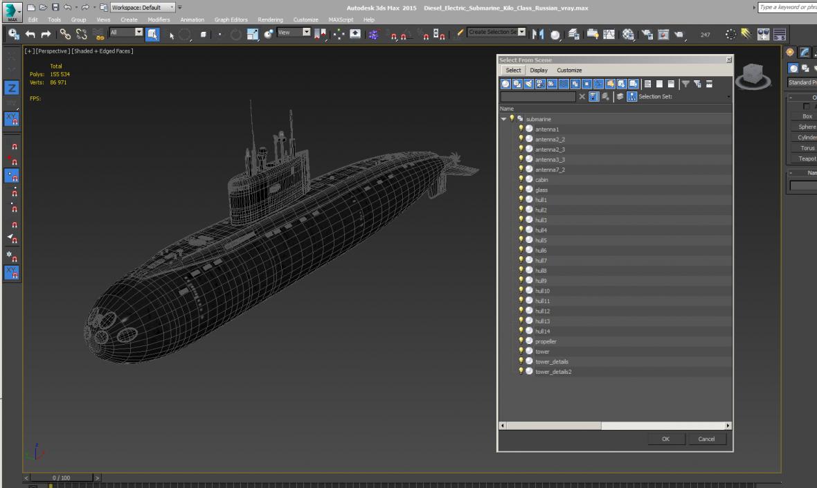 Diesel Electric Submarine Kilo Class Russian 3D model