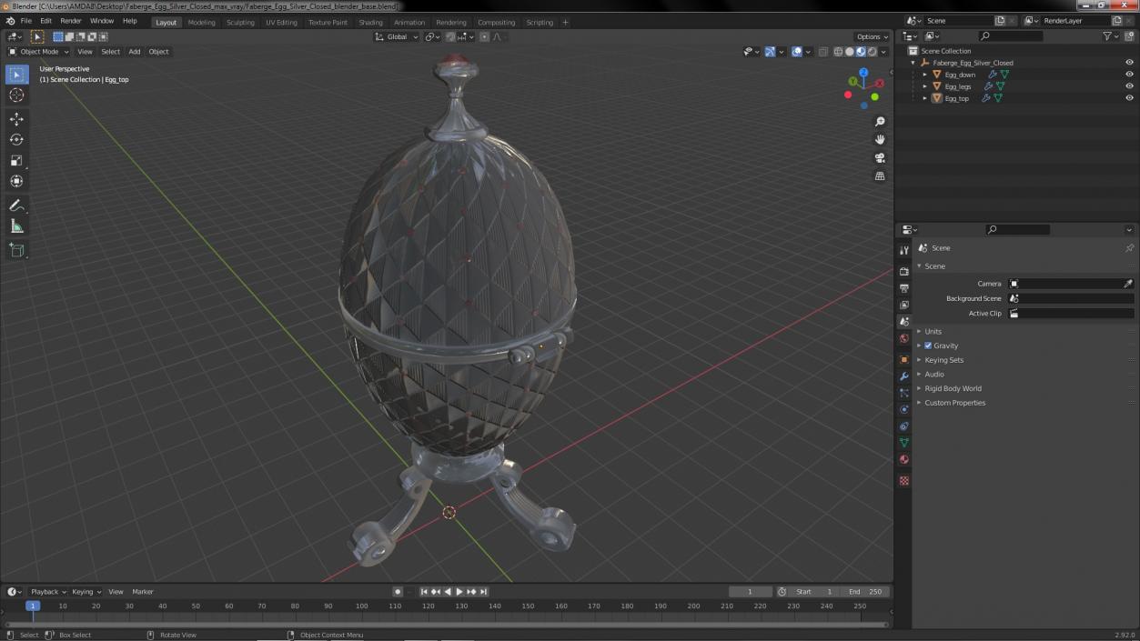 3D model Faberge Egg Silver Closed