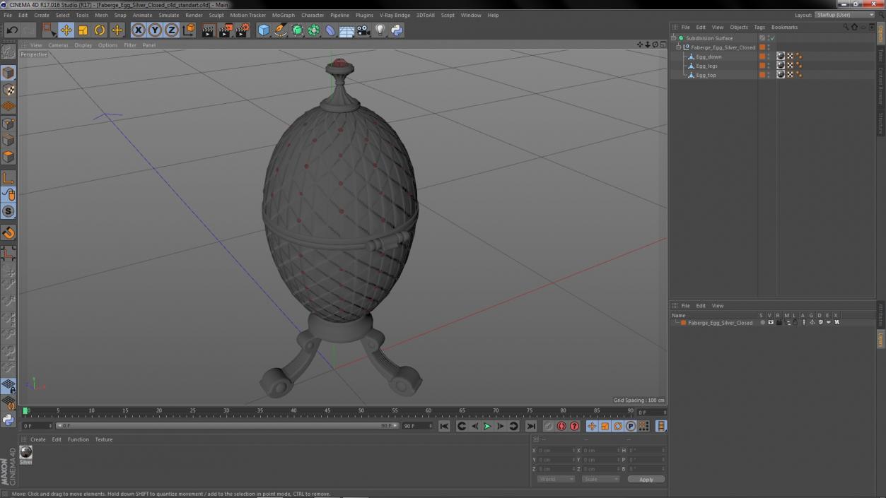 3D model Faberge Egg Silver Closed