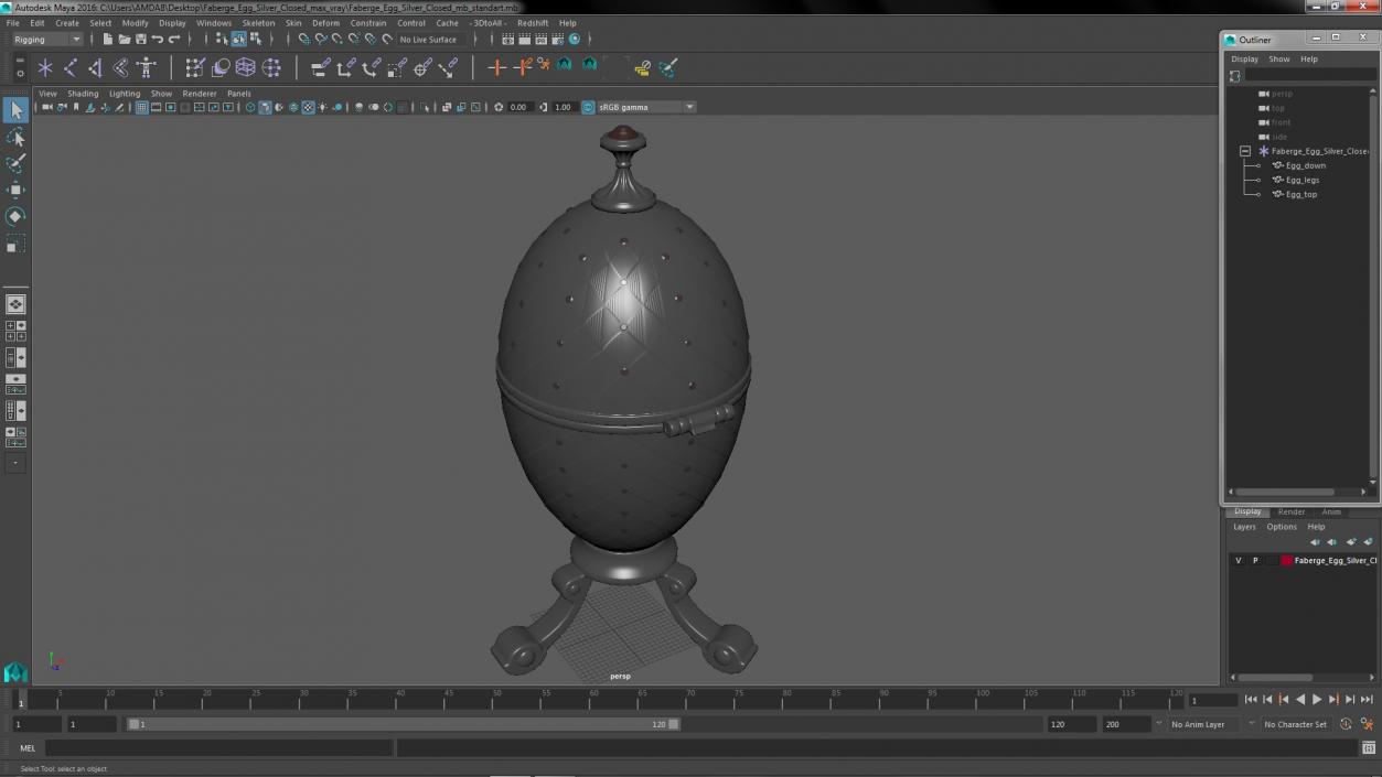 3D model Faberge Egg Silver Closed