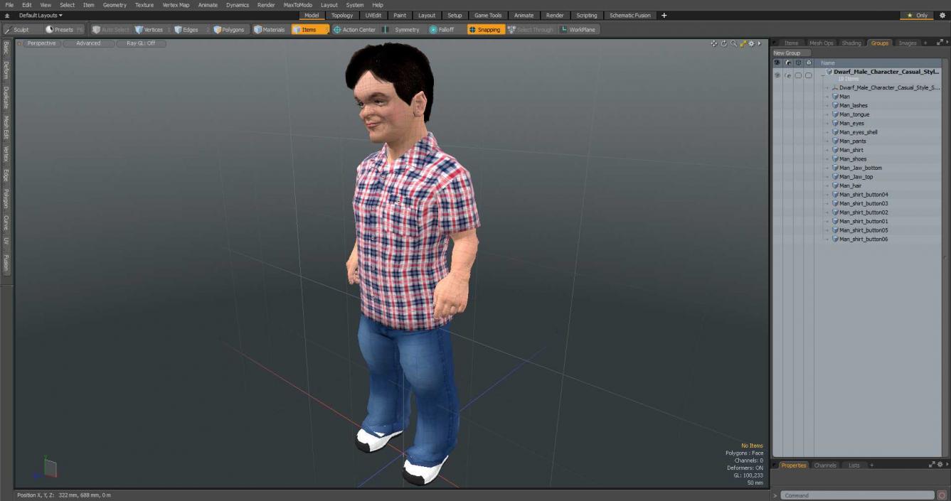 Dwarf Male Character Casual Style Standing Pose 3D