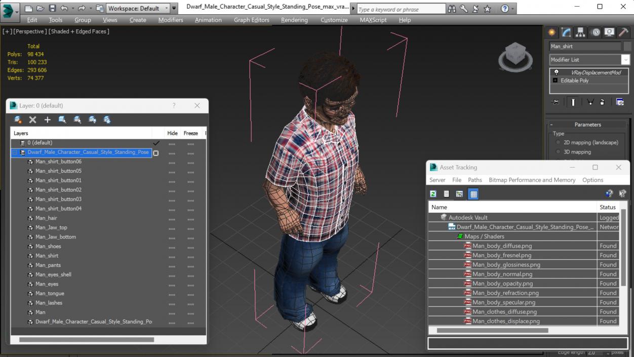 Dwarf Male Character Casual Style Standing Pose 3D