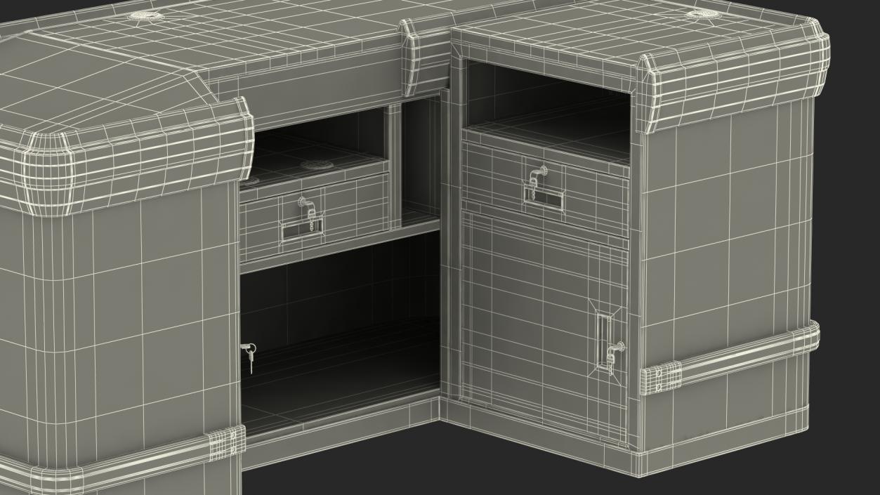 3D Shop Checkout Counters Light Wood model