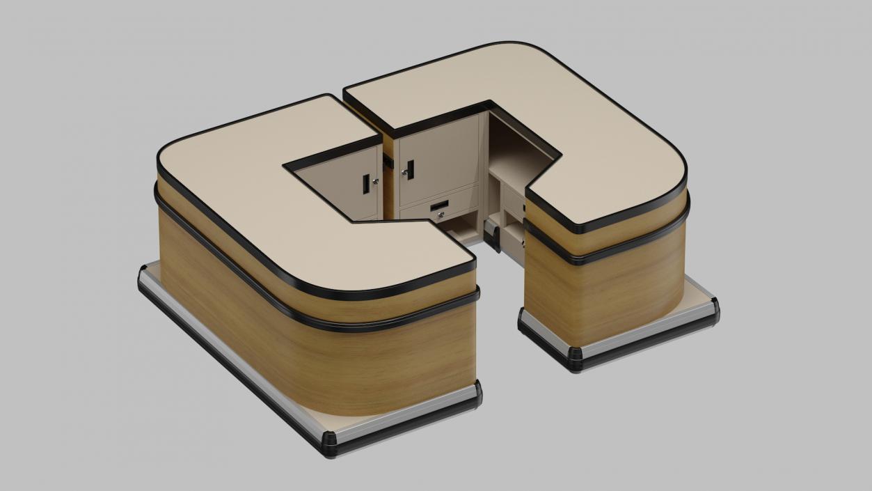 3D Shop Checkout Counters Light Wood model