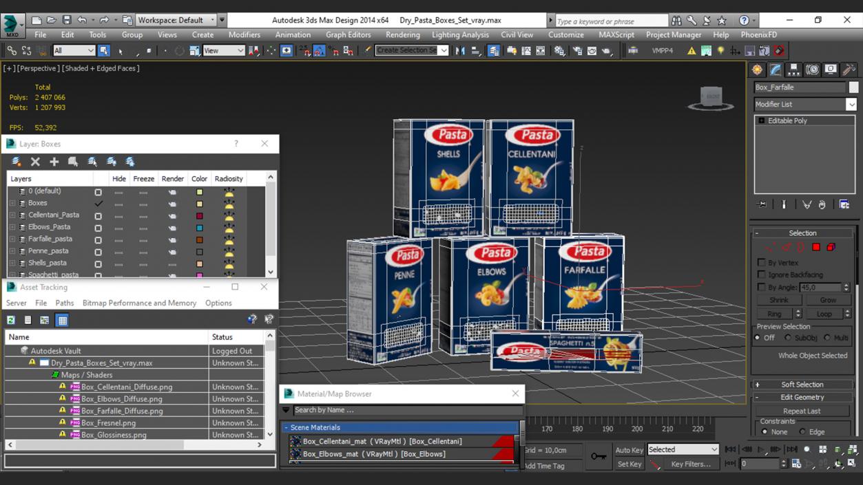 Dry Pasta Boxes Set 3D model