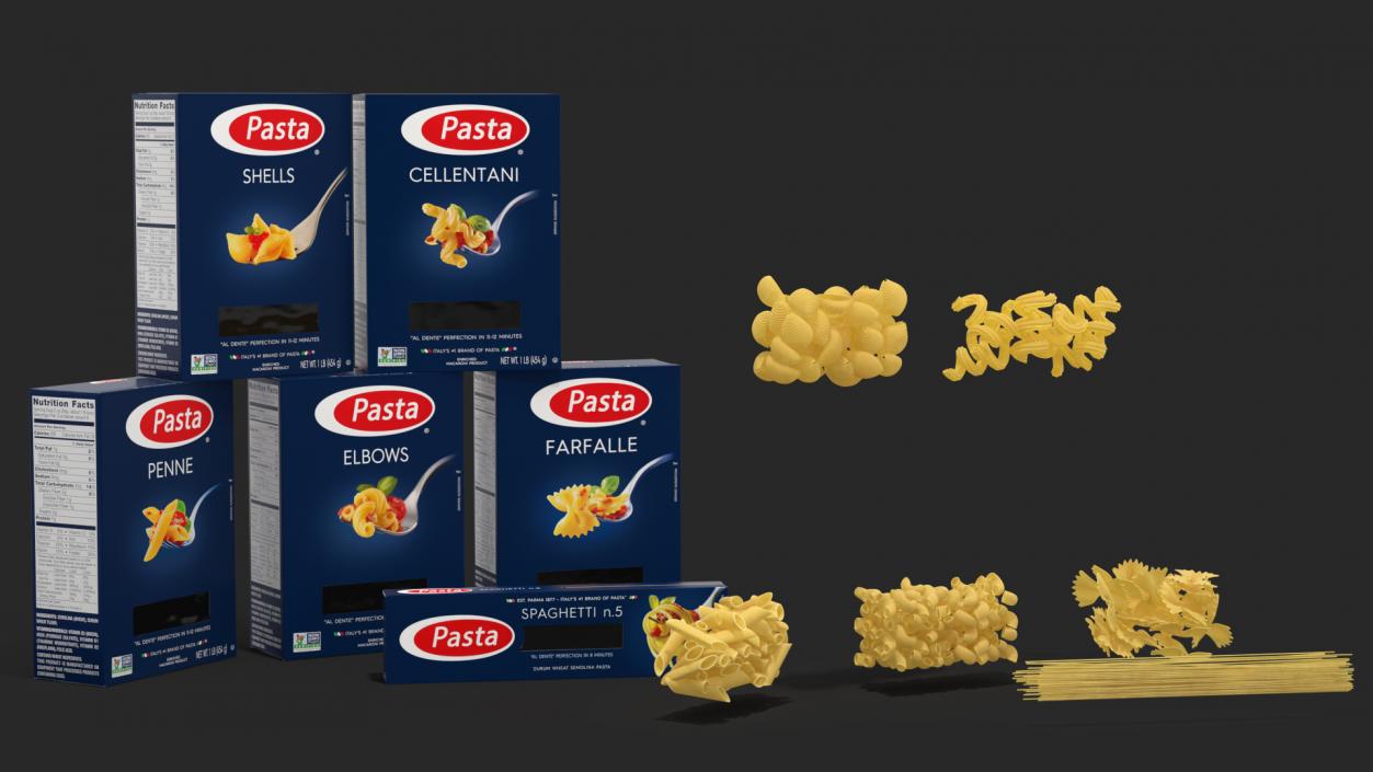 Dry Pasta Boxes Set 3D model