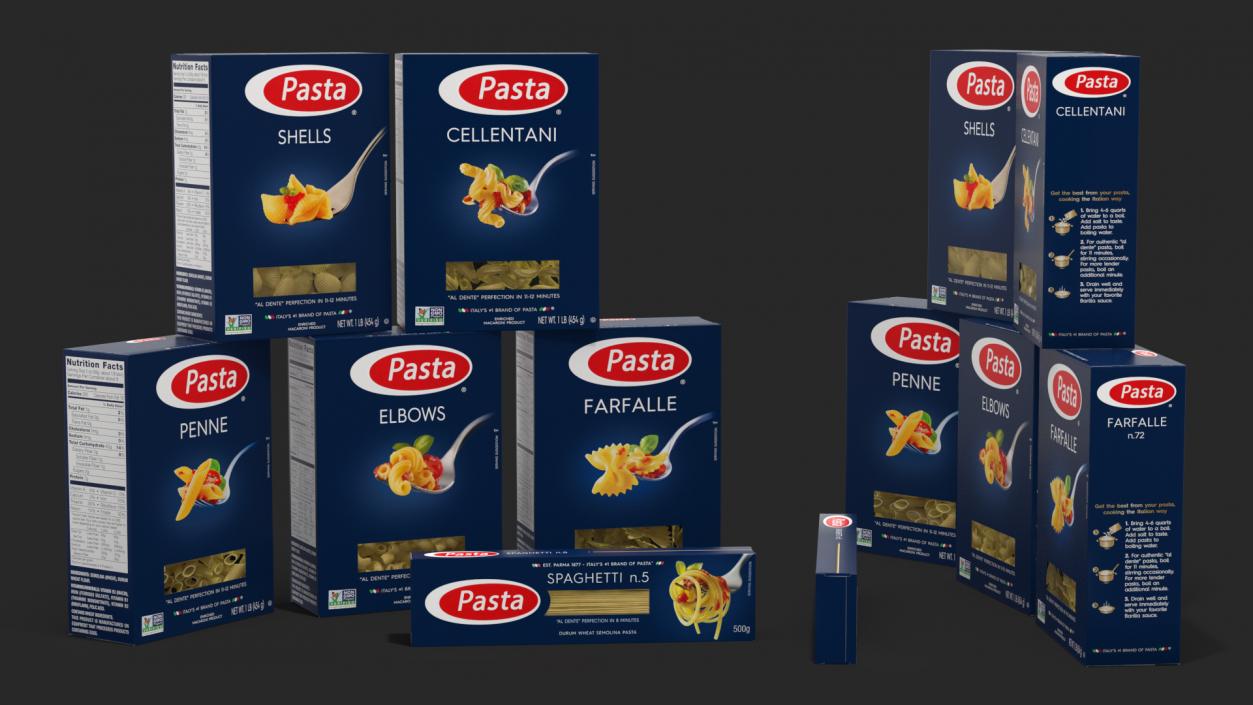 Dry Pasta Boxes Set 3D model