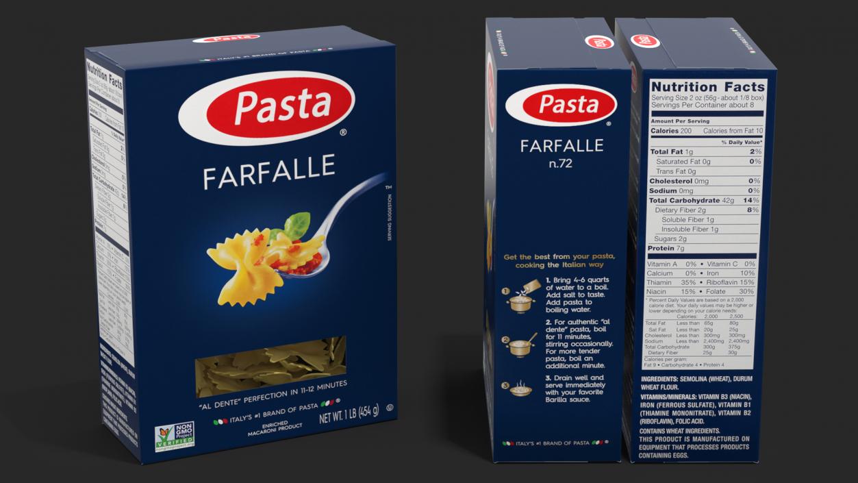 Dry Pasta Boxes Set 3D model