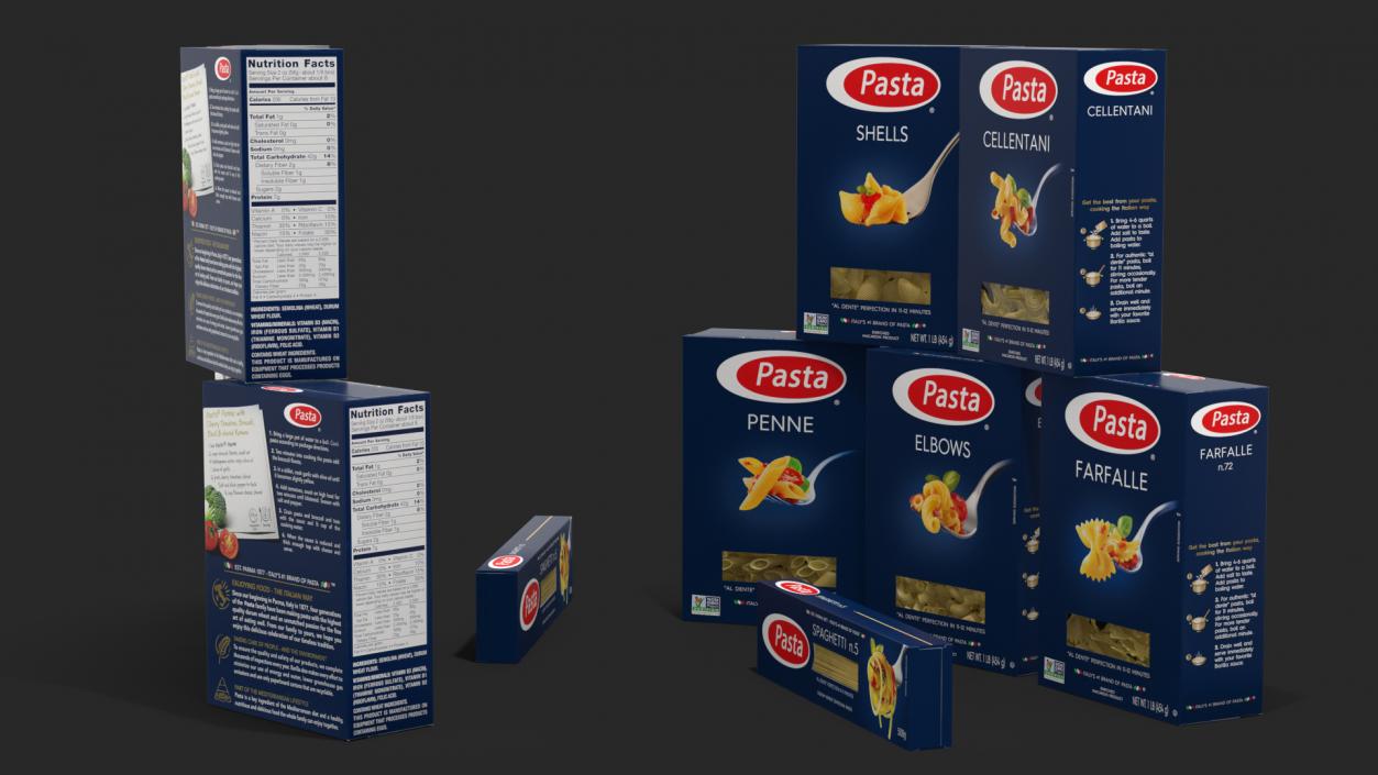 Dry Pasta Boxes Set 3D model