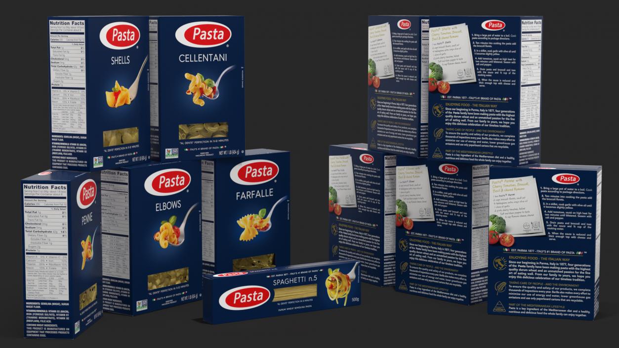 Dry Pasta Boxes Set 3D model