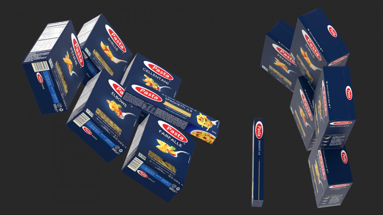 Dry Pasta Boxes Set 3D model