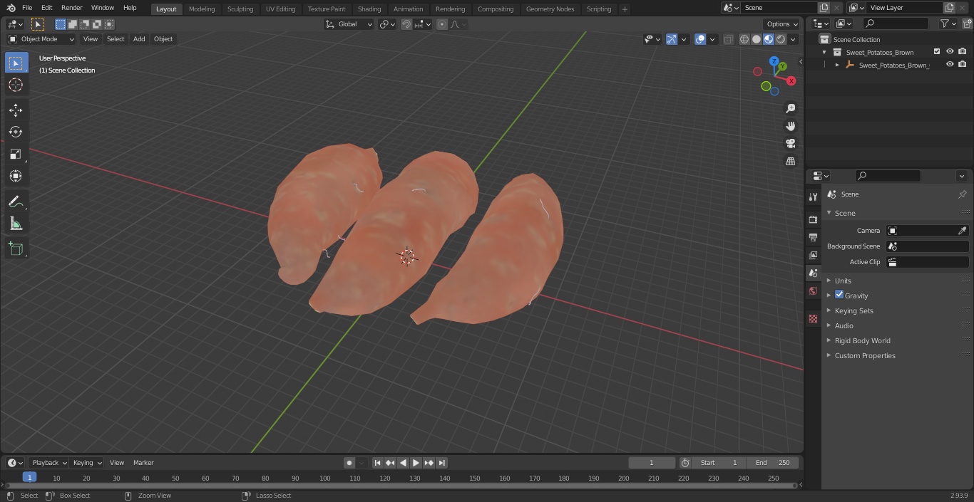 3D model Sweet Potatoes Brown