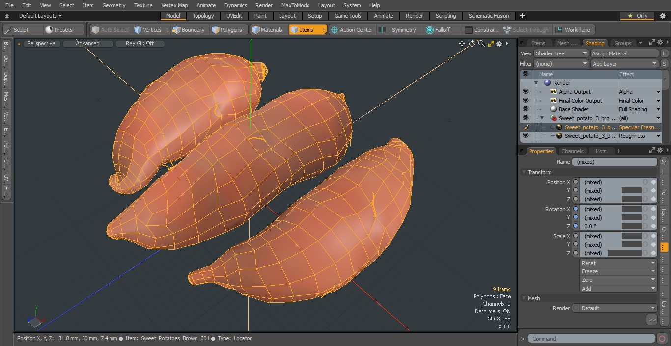 3D model Sweet Potatoes Brown