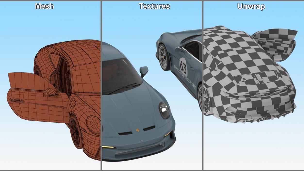 3D Rigged Retro and Modern Porsche 911 Collection