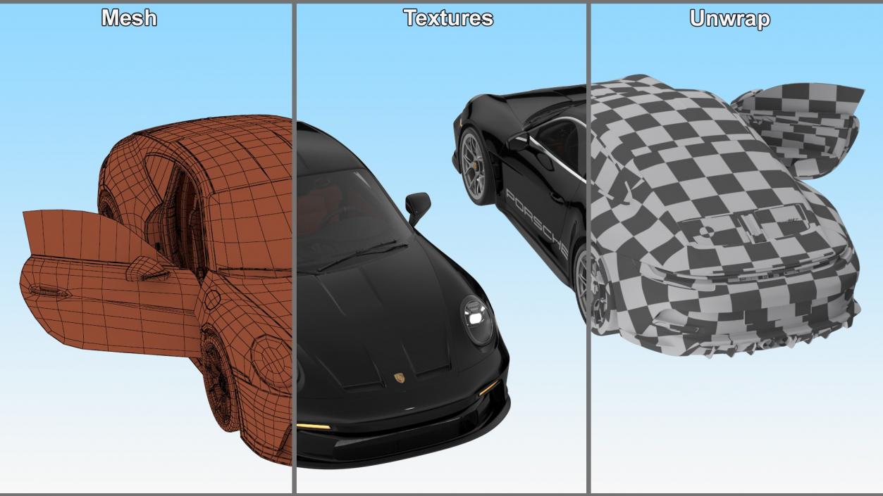 3D Rigged Retro and Modern Porsche 911 Collection