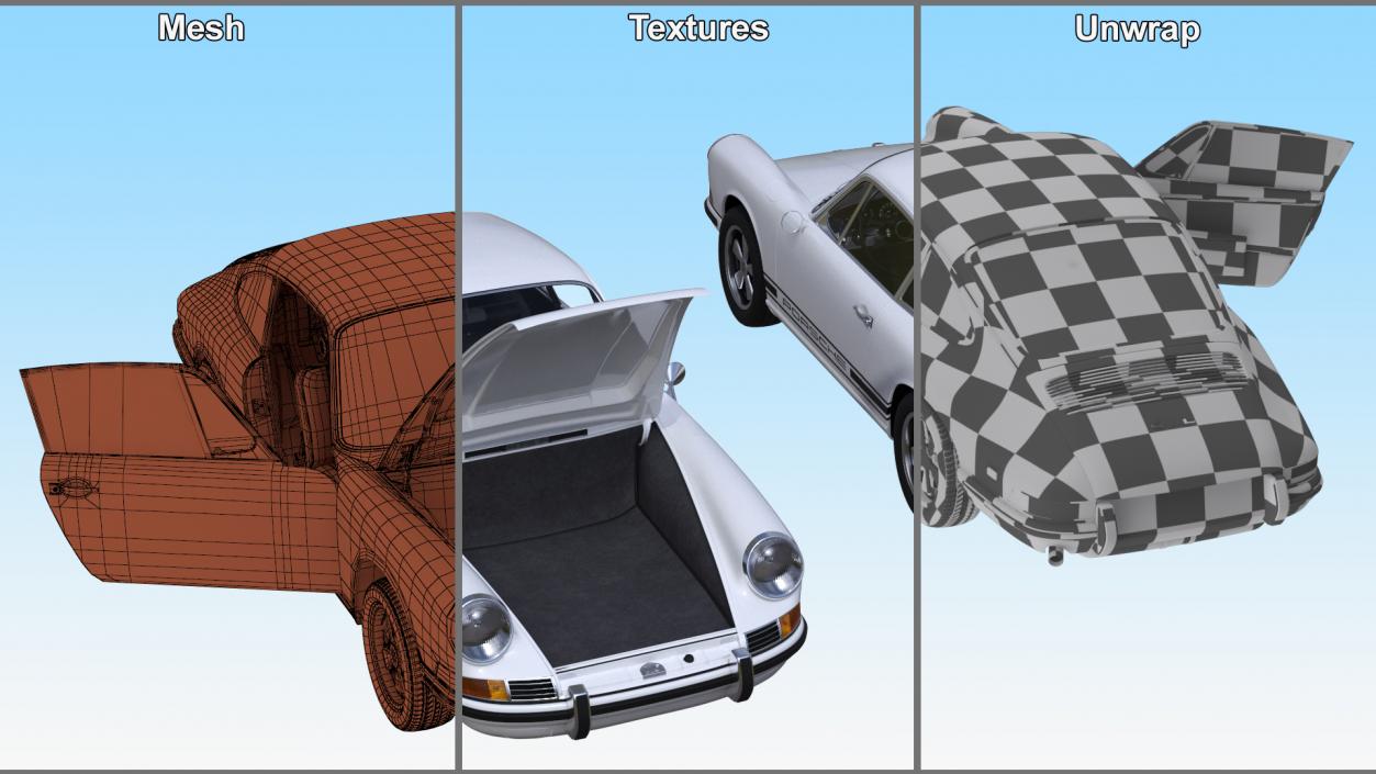 3D Rigged Retro and Modern Porsche 911 Collection