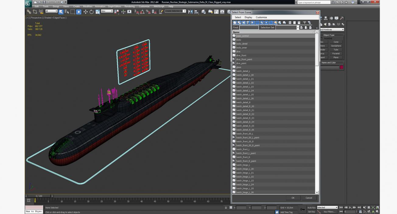 Russian Nuclear Strategic Submarine Delta IV Class Rigged 3D