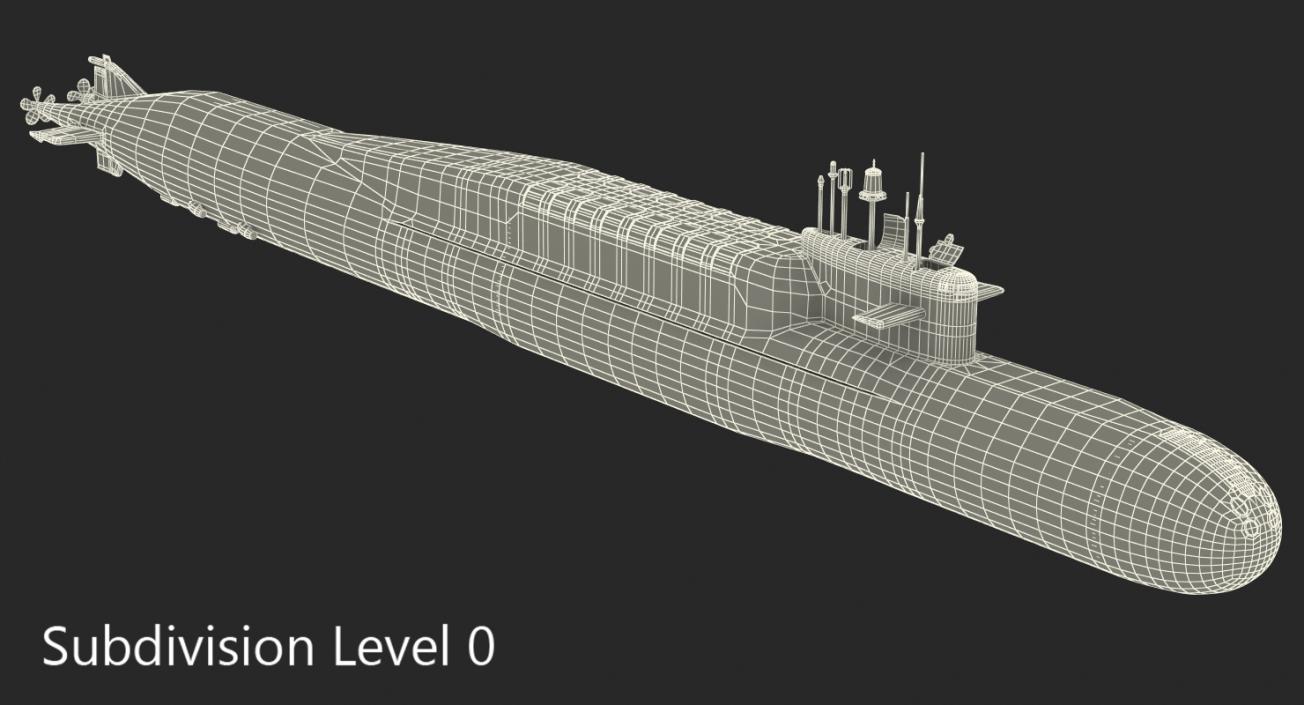 Russian Nuclear Strategic Submarine Delta IV Class Rigged 3D