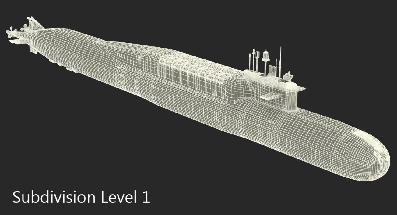 Russian Nuclear Strategic Submarine Delta IV Class Rigged 3D