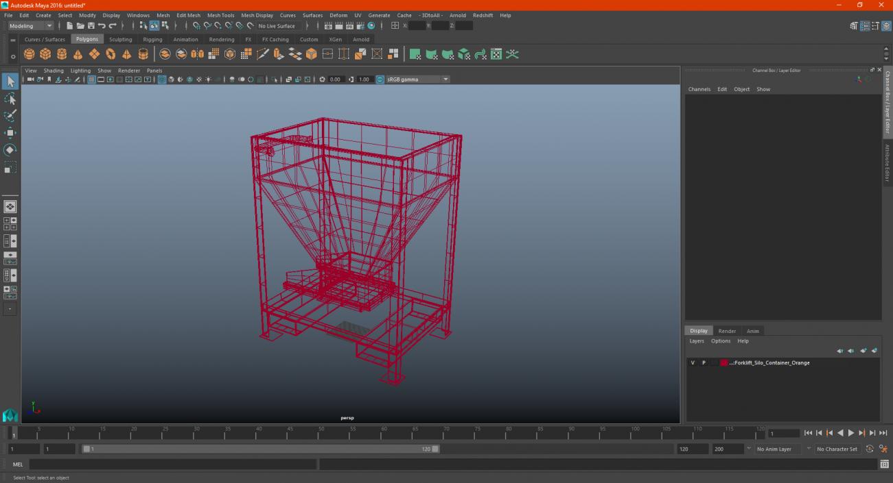 3D model Forklift Silo Container Orange