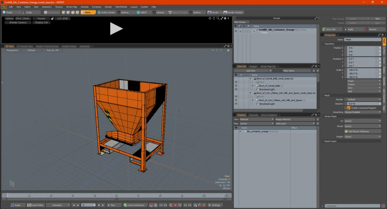 3D model Forklift Silo Container Orange