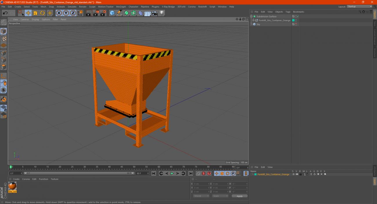 3D model Forklift Silo Container Orange