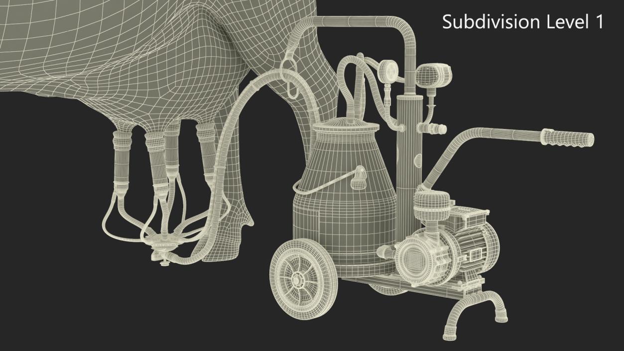 3D Jersey Dairy Cow and Milking Machine