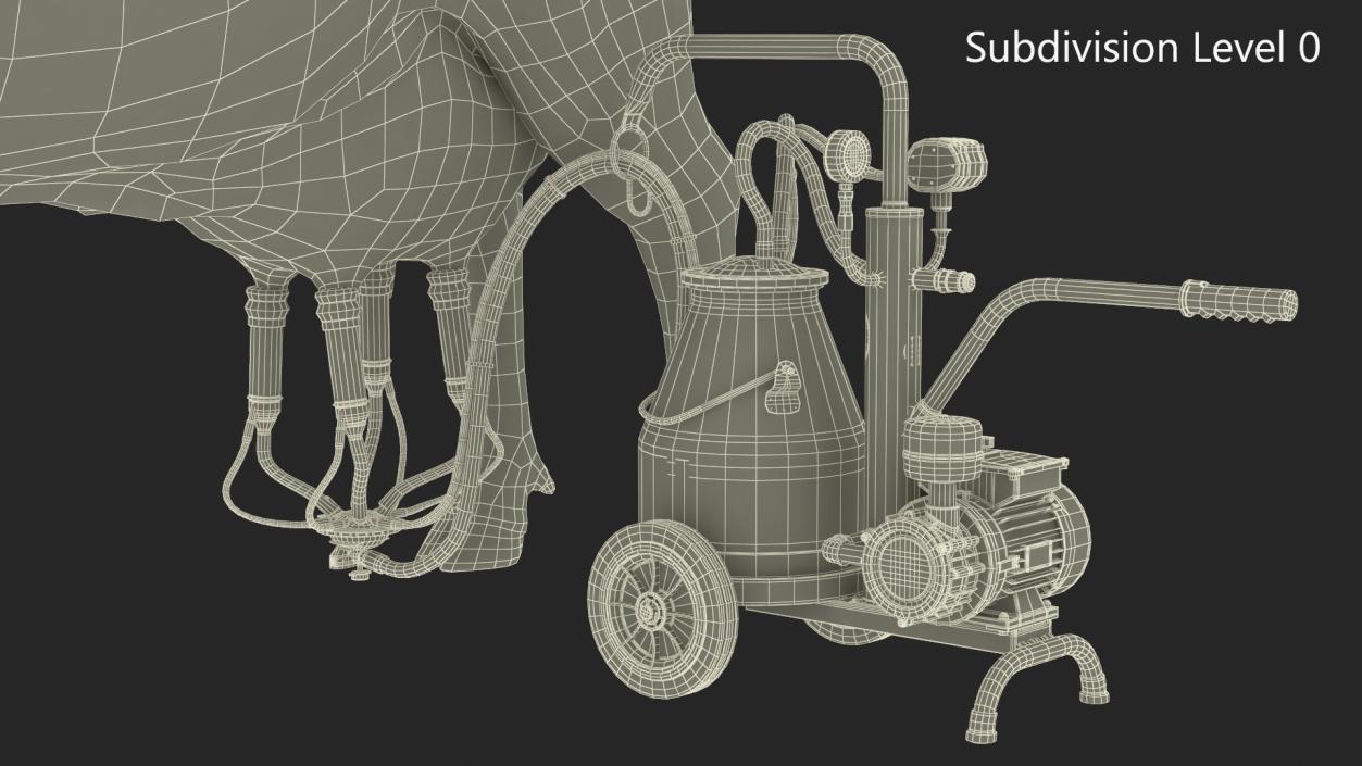 3D Jersey Dairy Cow and Milking Machine