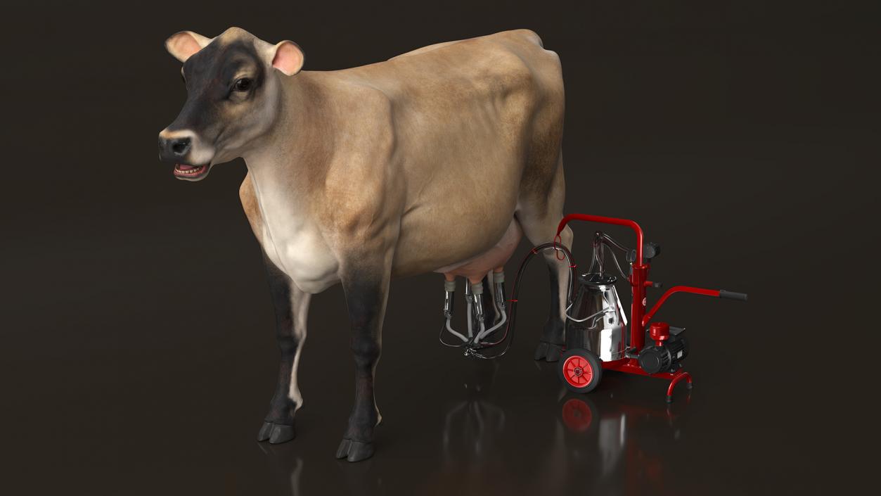 3D Jersey Dairy Cow and Milking Machine