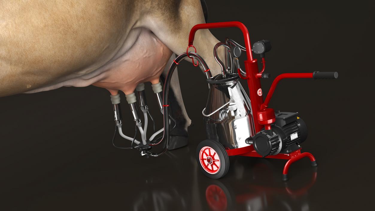 3D Jersey Dairy Cow and Milking Machine