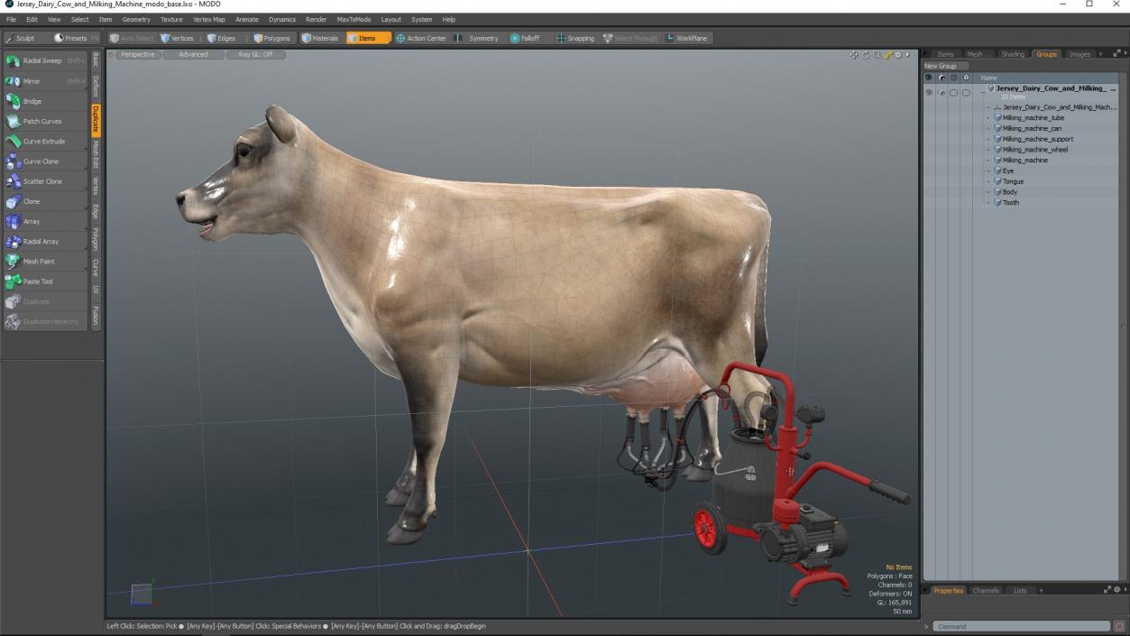 3D Jersey Dairy Cow and Milking Machine