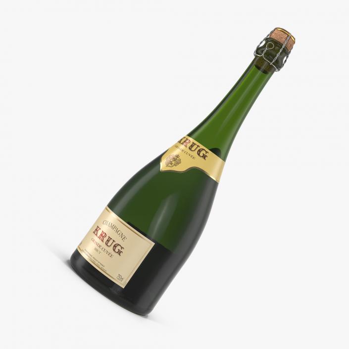 3D Champagne Bottle Krug Foil Top Removed model