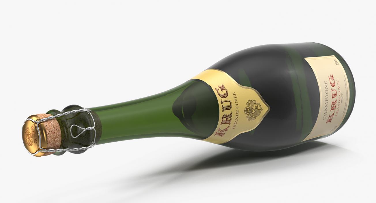 3D Champagne Bottle Krug Foil Top Removed model