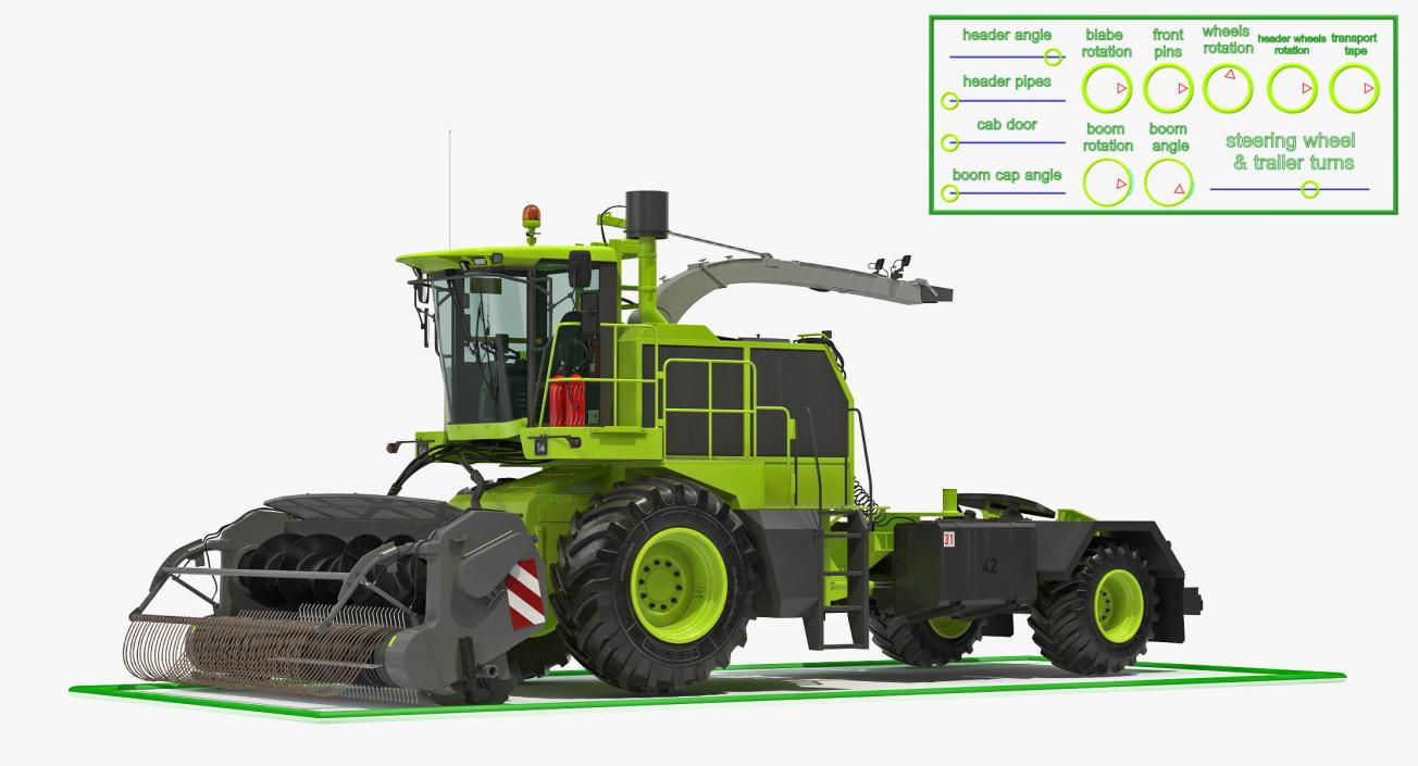 Forage Harvester Combine Generic Rigged 3D model