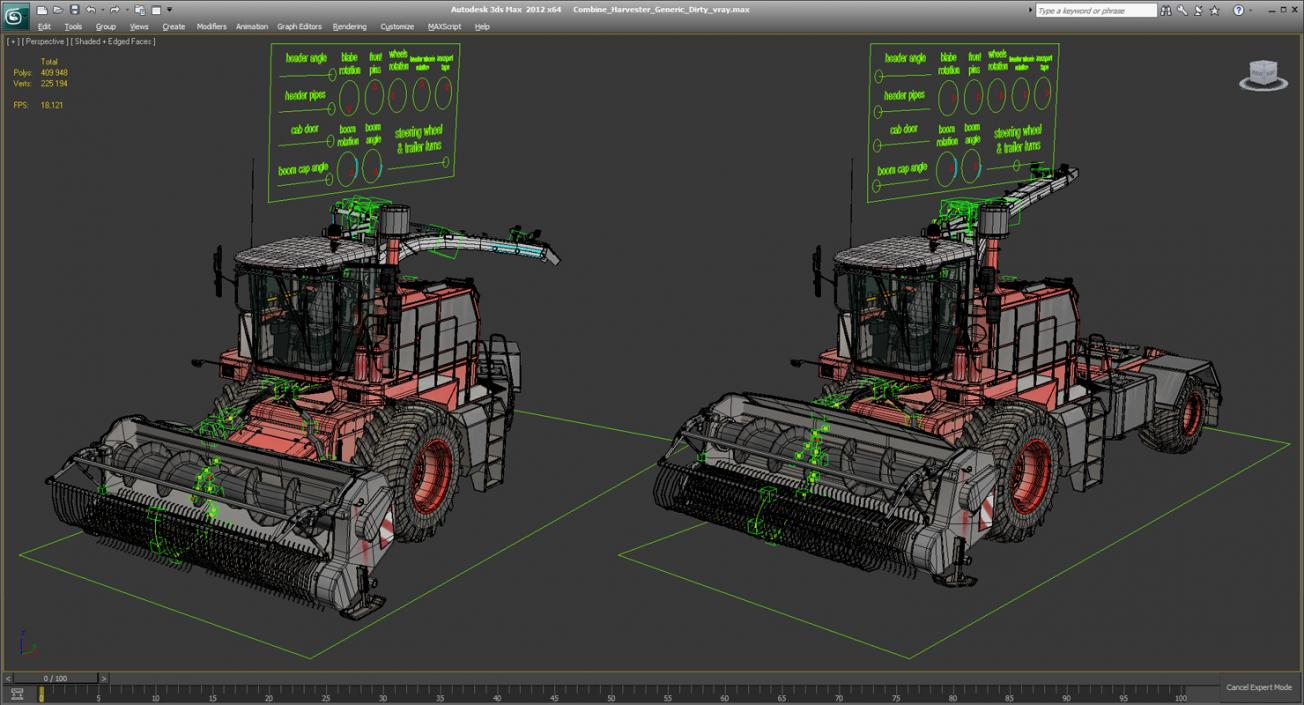 Forage Harvester Combine Generic Rigged 3D model