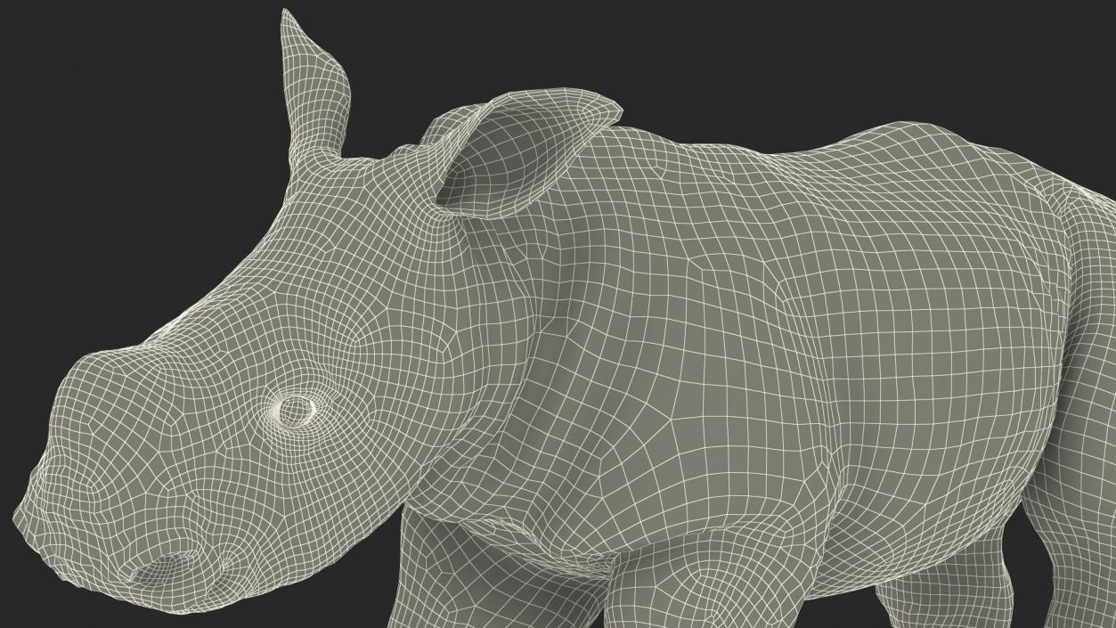 3D Rhino Baby Standing Pose Fur model