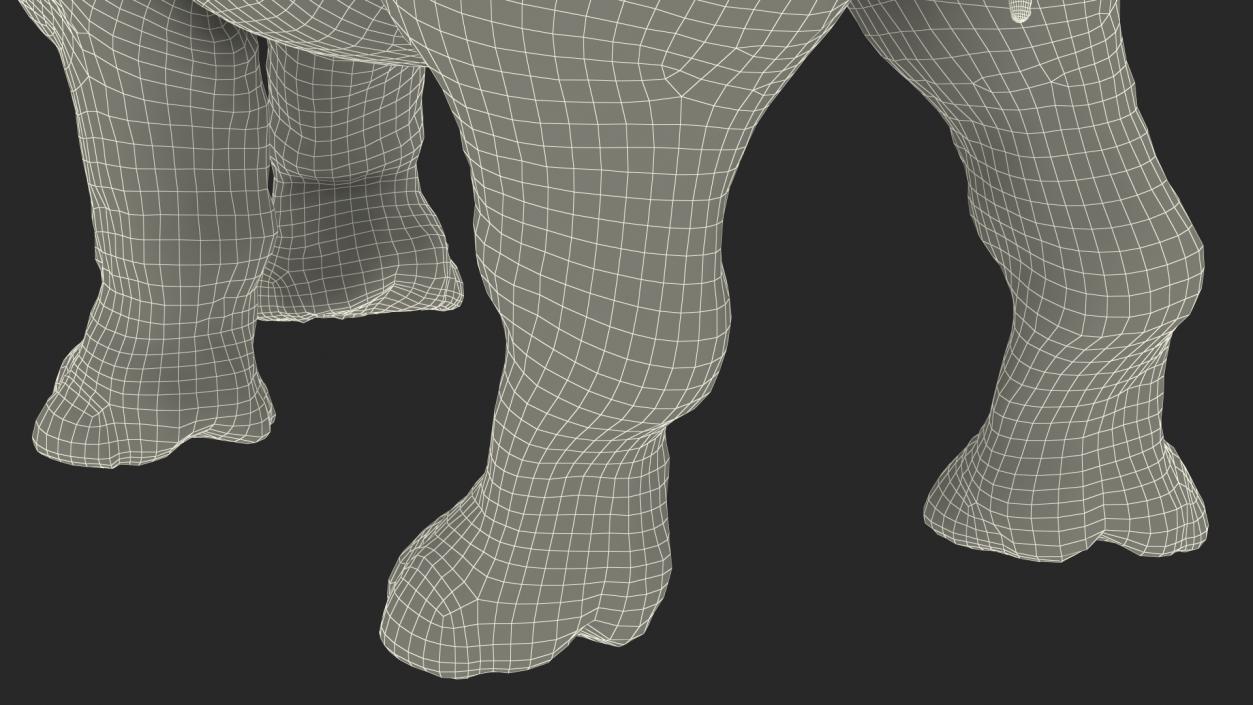 3D Rhino Baby Standing Pose Fur model