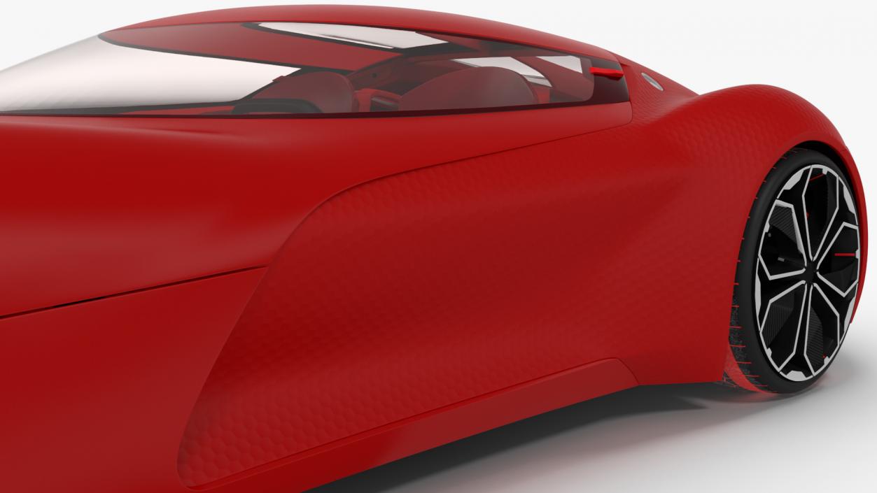 Electric Sports Concept Car Simple Interior Red 3D