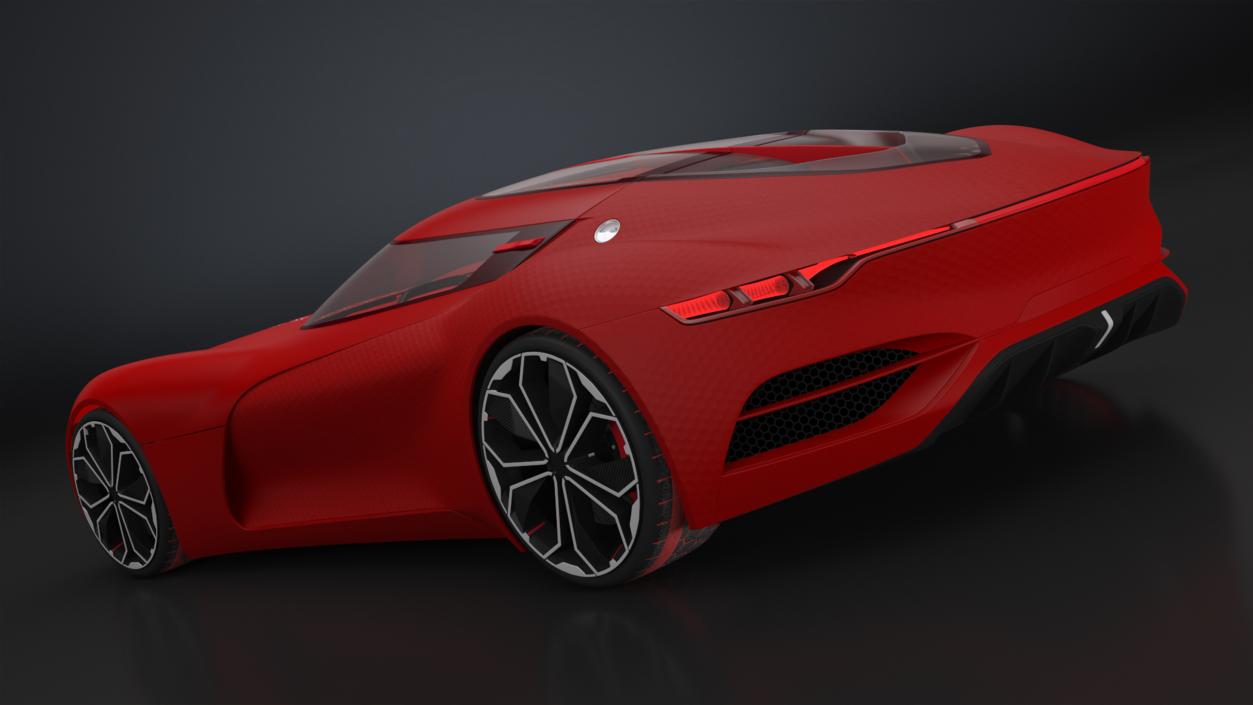 Electric Sports Concept Car Simple Interior Red 3D